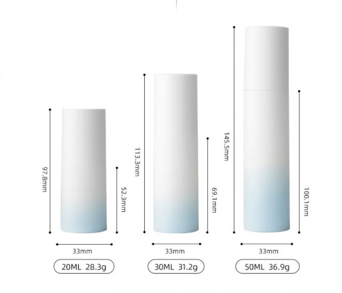 पाले सेओढ़ लिया वायुहीन लोशन स्प्रे प्लास्टिक कॉस्मेटिक कंटेनर ढाल 50g 3.3 * 14.5cm 4
