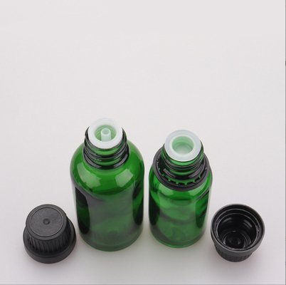 Green Essential Oil Cosmetic Glass Bottle 5g 15g 20g 30g 100g With Tamper Proof Cap