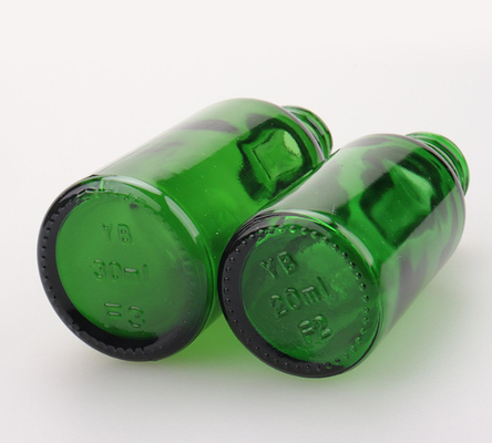 Green Essential Oil Cosmetic Glass Bottle 5g 15g 20g 30g 100g With Tamper Proof Cap