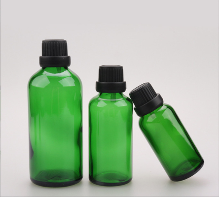 Green Essential Oil Cosmetic Glass Bottle 5g 15g 20g 30g 100g With Tamper Proof Cap