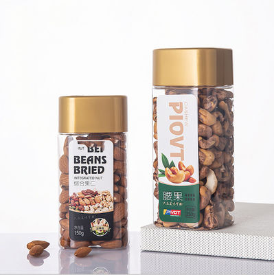 2.4in स्क्वायर क्लियर प्लास्टिक स्टोरेज जार 250g ड्राई फ्रूट लीजर फूड मॉइस्चर प्रूफ: