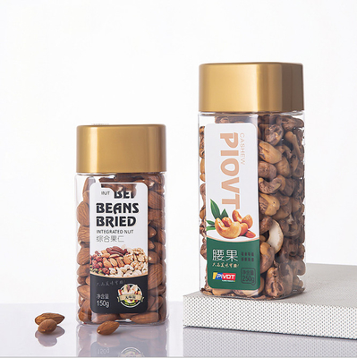 2.4in Square Clear Plastic Storage Jars 250g Dry Fruit Leisure Food Moisture Proof