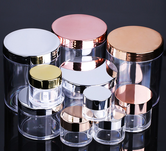 Round Acrylic Luxury Double Wall Cosmetic Jar 50g To 200g Antitear