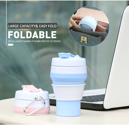 Good price ढक्कन के साथ फोल्डेबल ओईएम इको फ्रेंडली कोलैप्सिबल ट्रैवल कॉफी मग सिलिकॉन फोल्डेबल ऑनलाइन